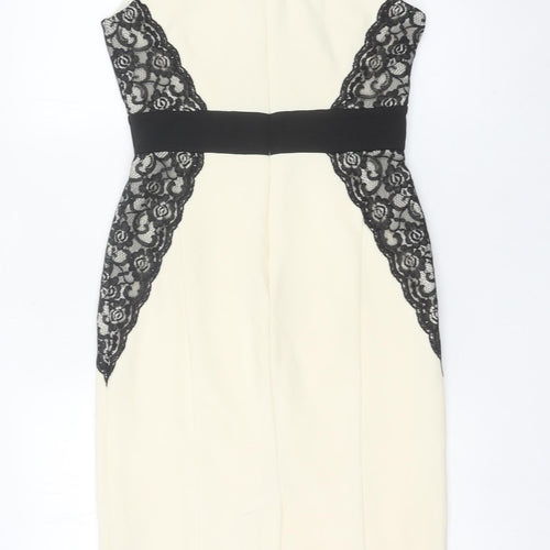Star by Julien Macdonald Women’s Black White Lace Sheath Dress Size 10