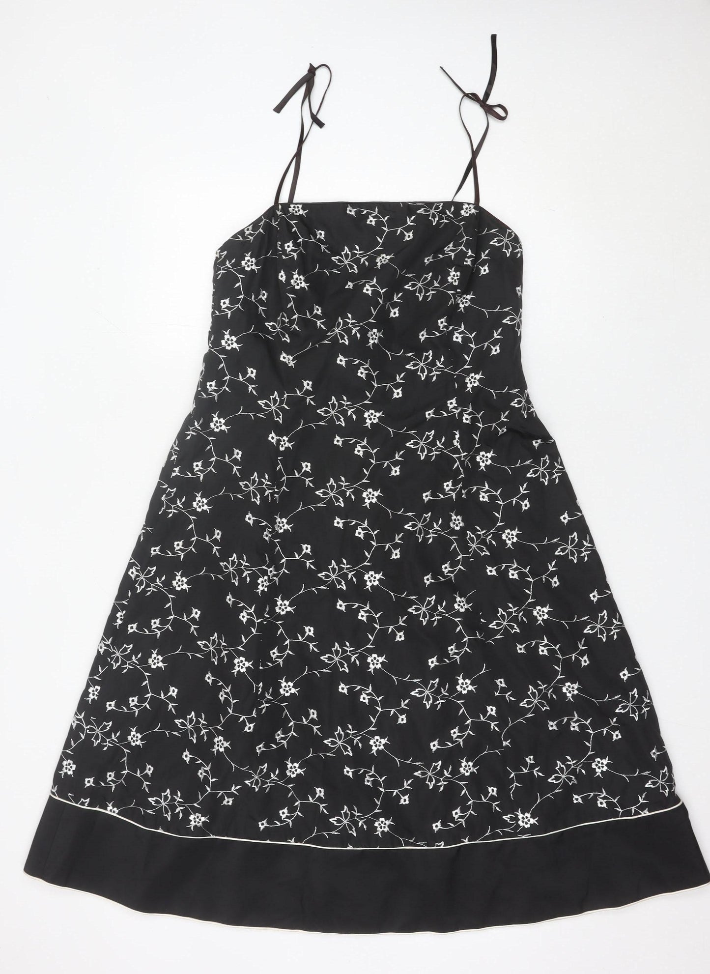 Sixth Sense Women’s Black Floral A-Line Dress Size 14 Knee Length
