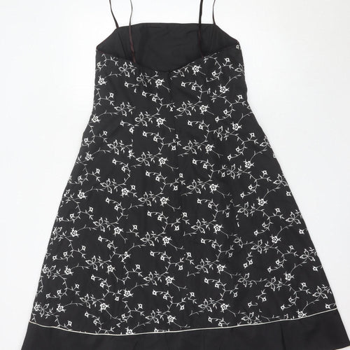 Sixth Sense Women’s Black Floral A-Line Dress Size 14 Knee Length