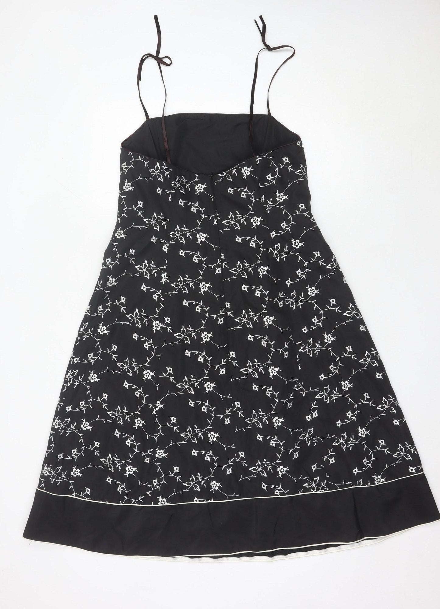 Sixth Sense Women’s Black Floral A-Line Dress Size 14 Knee Length