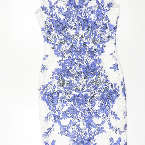 Paper Dolls Women's Blue White Floral Lace Sheath Dress Size 8
