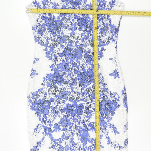 Paper Dolls Women's Blue White Floral Lace Sheath Dress Size 8