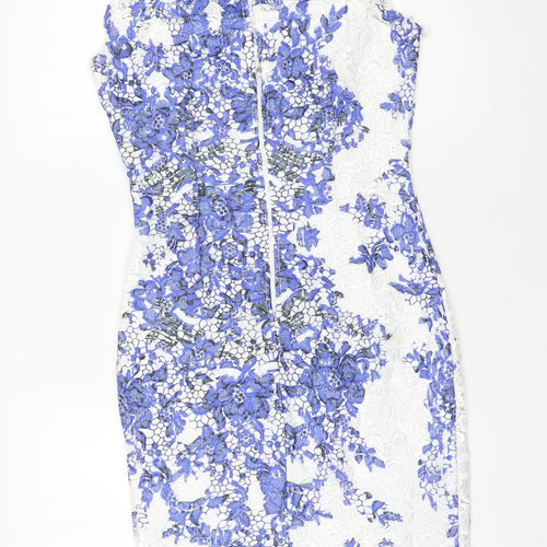 Paper Dolls Women's Blue White Floral Lace Sheath Dress Size 8