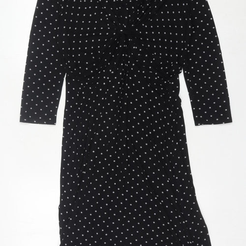 Laura Ashley Womens Black Polka Dot Sheath Dress Size 12