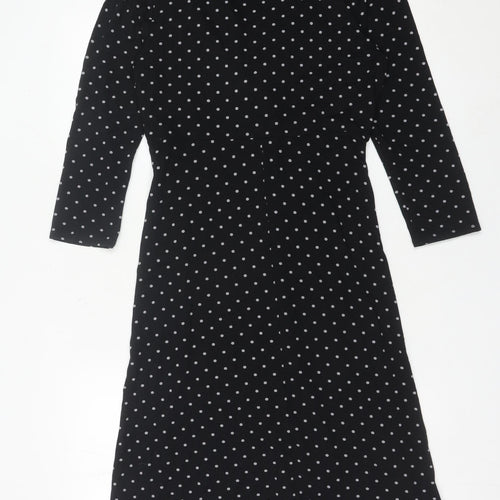Laura Ashley Womens Black Polka Dot Sheath Dress Size 12