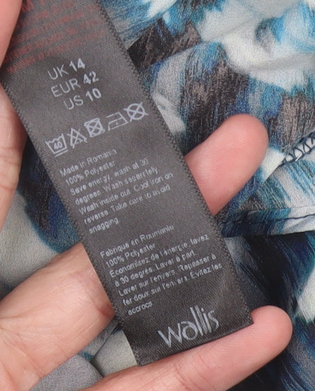 Wallis Womens Multicoloured Size 14 Chiffon Wrap Blouse Long Sleeve