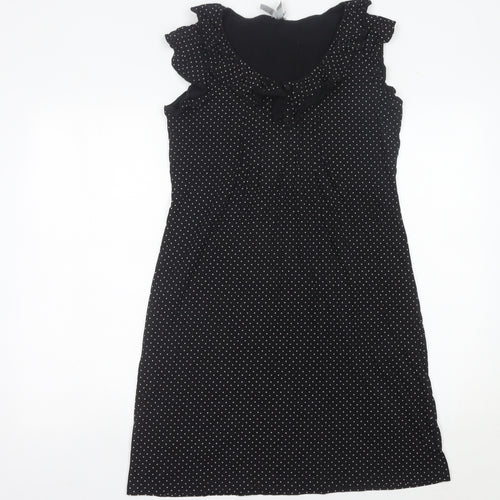 Next Women’s Black Polka Dot Cotton Knee Length Shift Dress Size 12