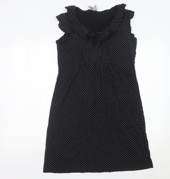 Next Women’s Black Polka Dot Cotton Knee Length Shift Dress Size 12