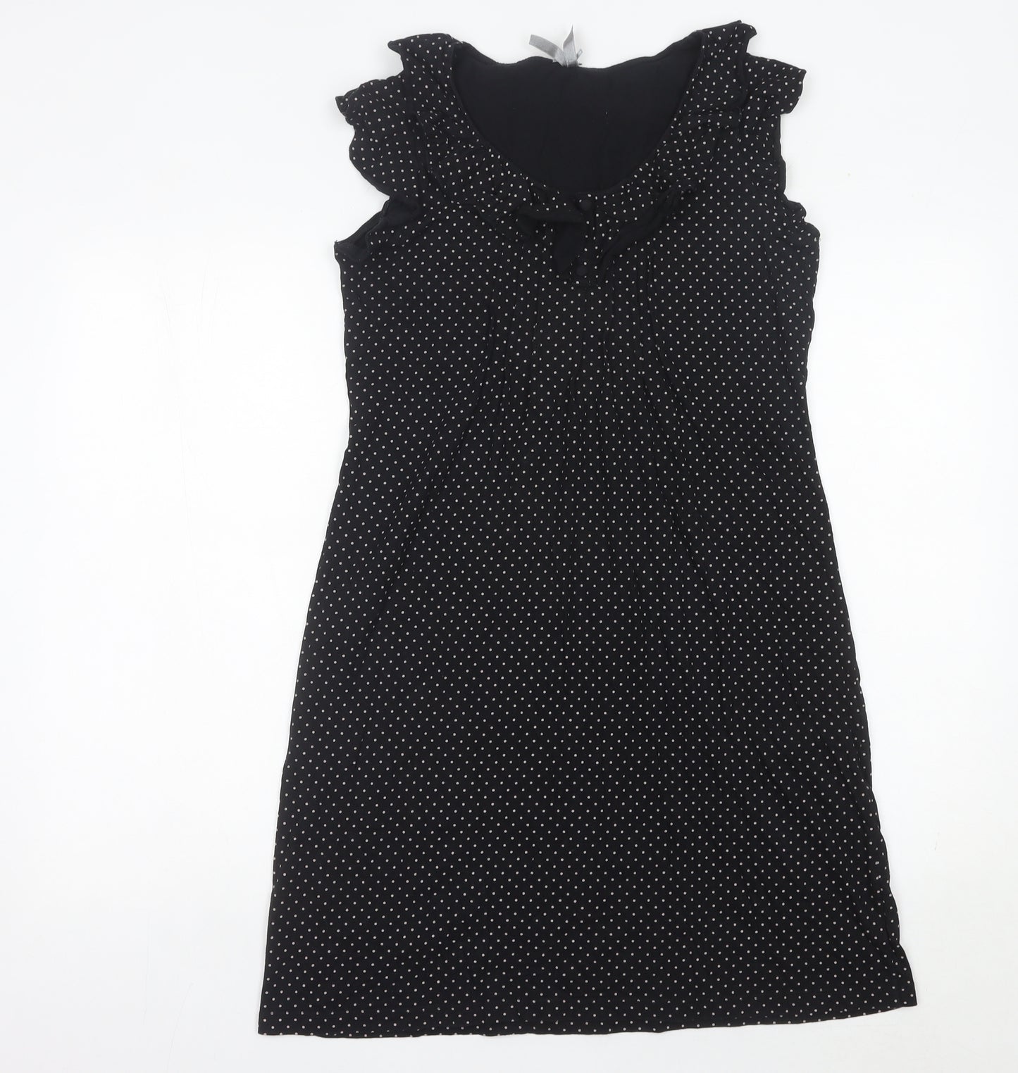 Next Women’s Black Polka Dot Cotton Knee Length Shift Dress Size 12