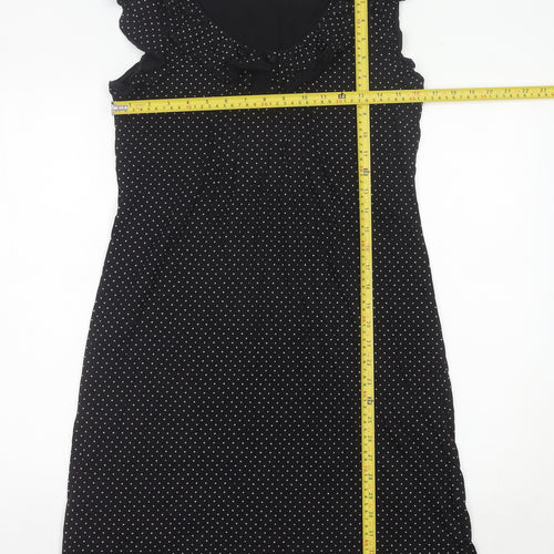 Next Women’s Black Polka Dot Cotton Knee Length Shift Dress Size 12
