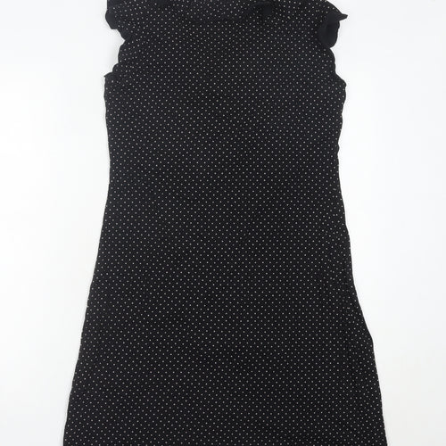 Next Women’s Black Polka Dot Cotton Knee Length Shift Dress Size 12