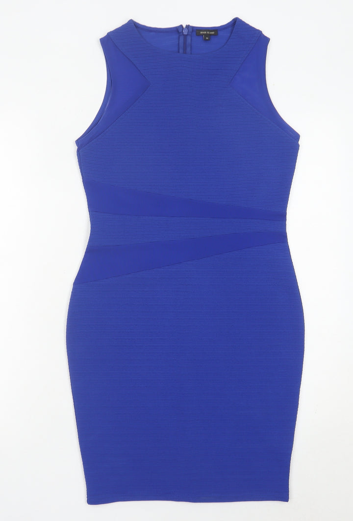 River Island Women’s Blue Bodycon Dress Size 10 Sleeveless Party Wear