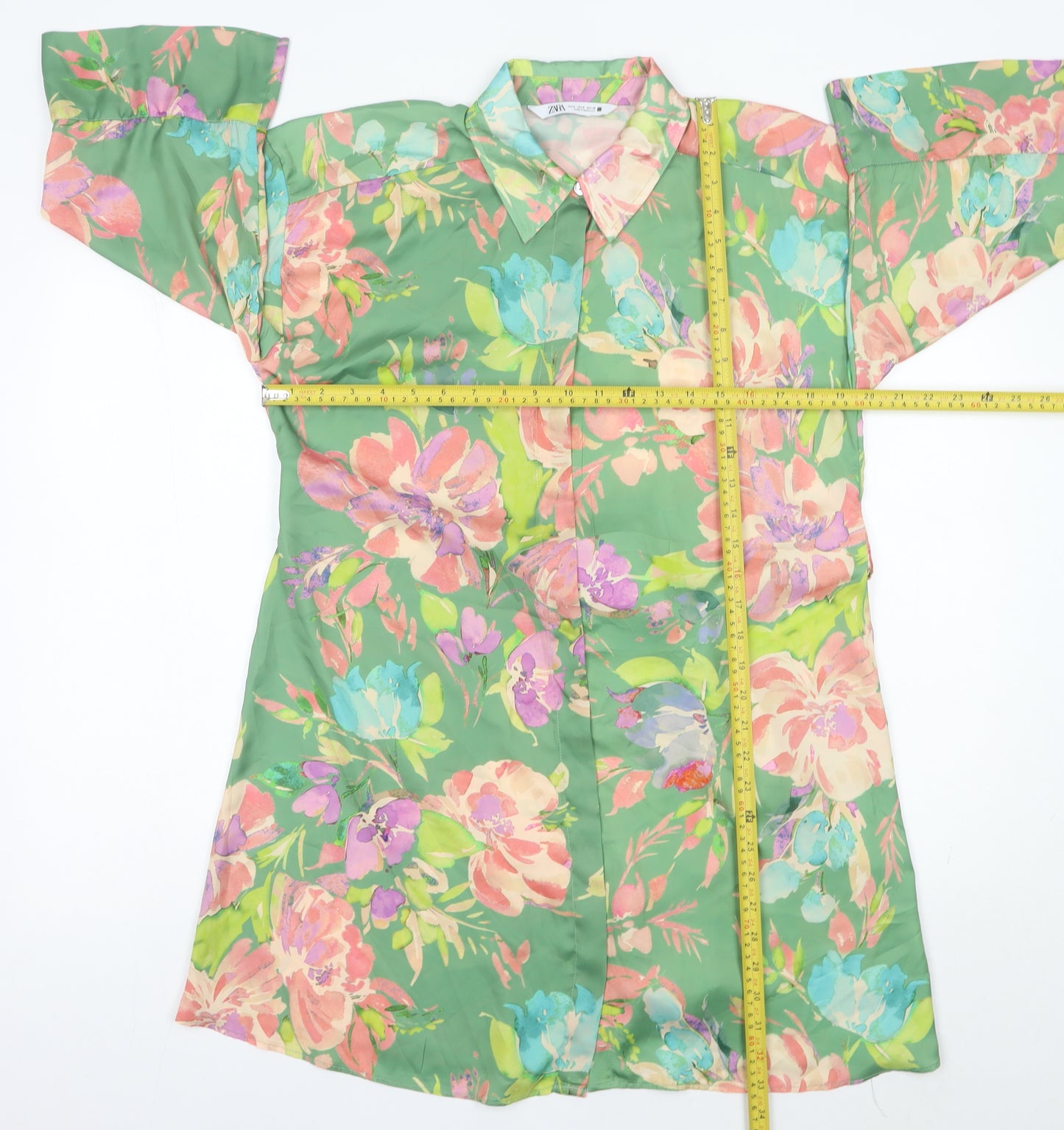 Zara Women’s Multicoloured Floral Shirt Dress Size 12 Belted