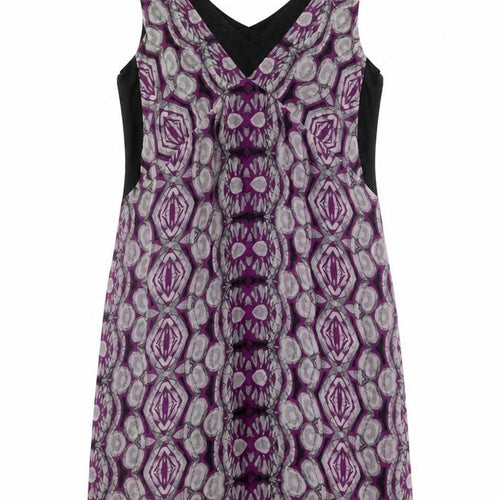 Kookai Womens Purple Grey Geometric Silk Shift Dress Size 12