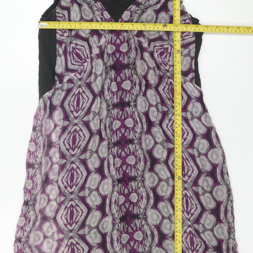 Kookai Womens Purple Grey Geometric Silk Shift Dress Size 12
