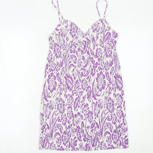 Zara Women Purple Floral Slip Dress Size 8 Short Summer