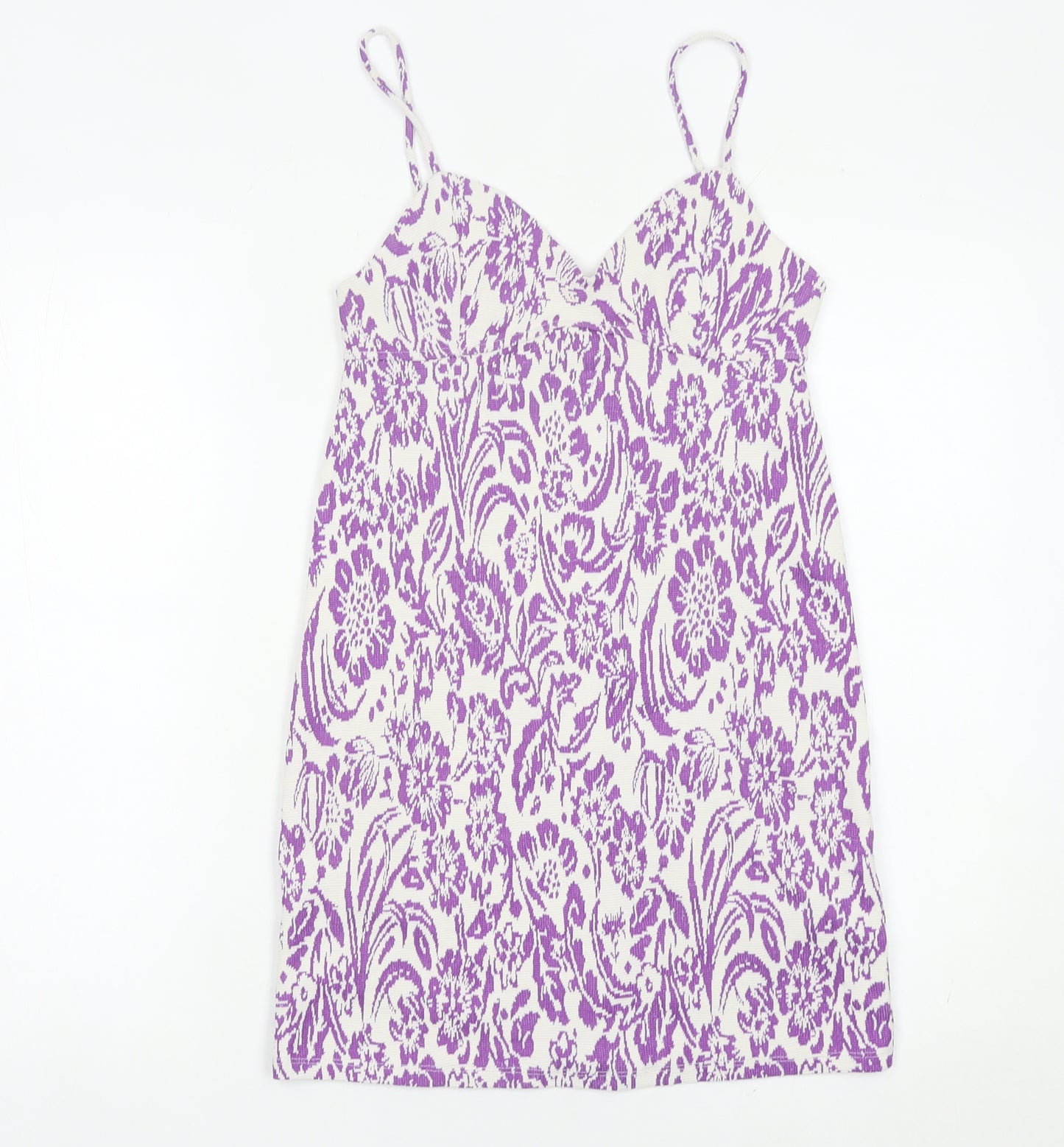 Zara Women Purple Floral Slip Dress Size 8 Short Summer
