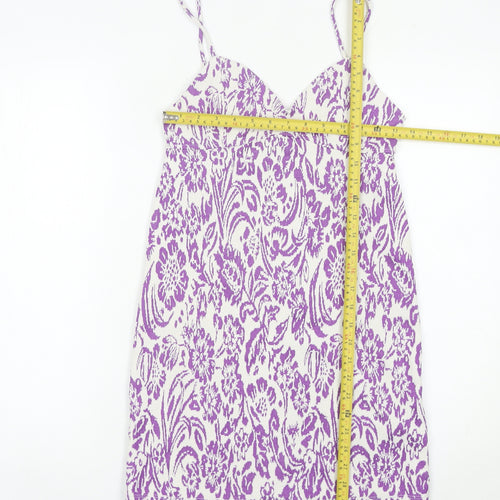 Zara Women Purple Floral Slip Dress Size 8 Short Summer