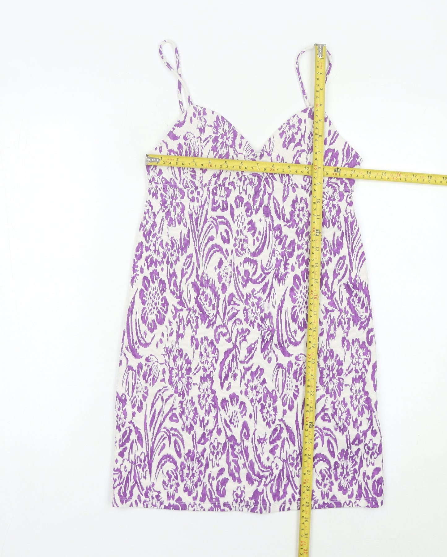Zara Women Purple Floral Slip Dress Size 8 Short Summer