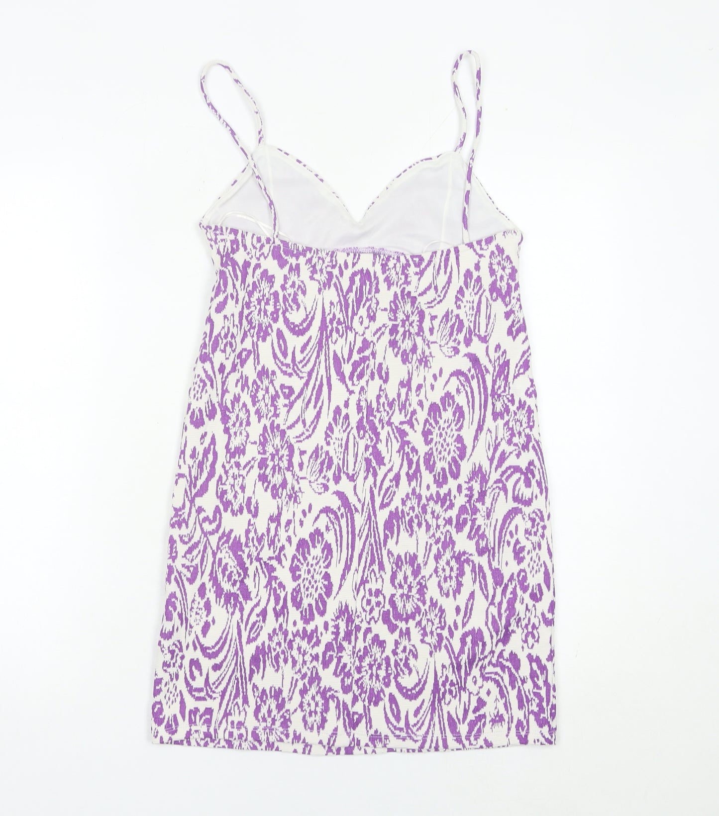 Zara Women Purple Floral Slip Dress Size 8 Short Summer