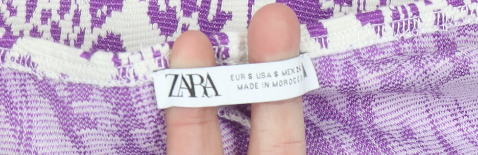 Zara Women Purple Floral Slip Dress Size 8 Short Summer