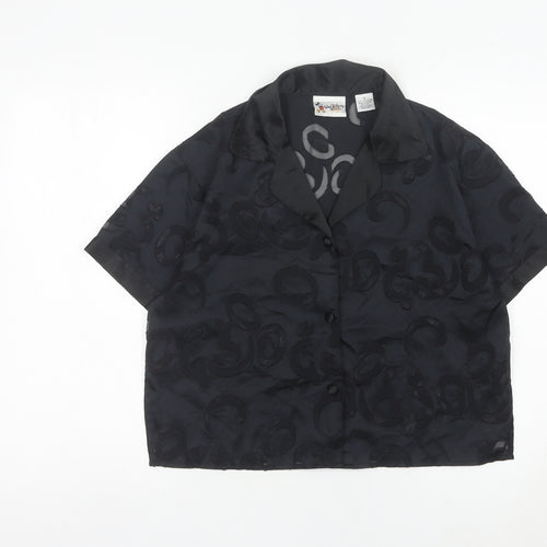 Disney Women Black Satin Mickey Mouse Pyjama Shirt Top S