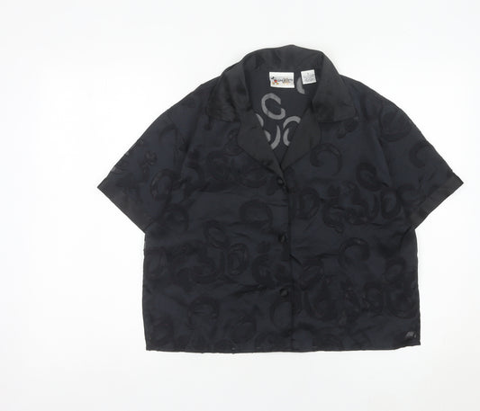 Disney Women Black Satin Mickey Mouse Pyjama Shirt Top S