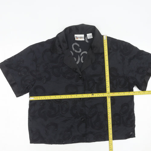 Disney Women Black Satin Mickey Mouse Pyjama Shirt Top S
