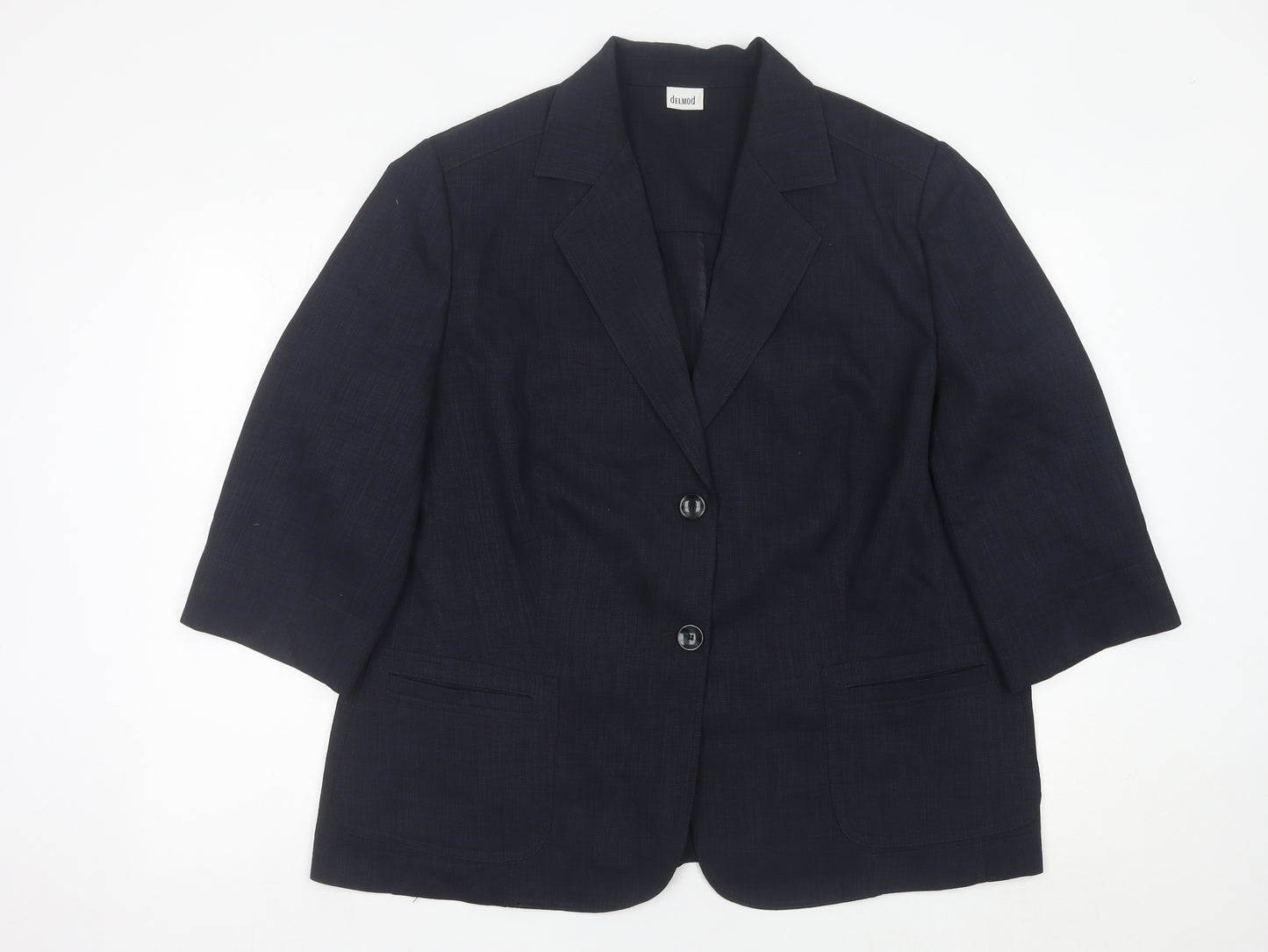 Delmod Womens Black Plus Size 22 Regular Fit Blazer Jacket