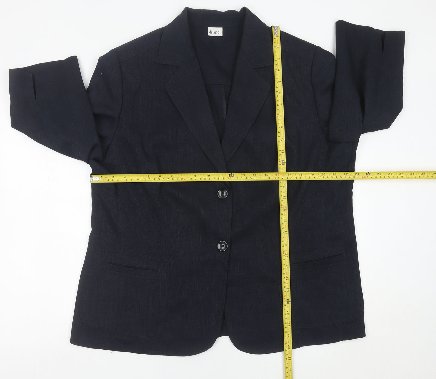 Delmod Womens Black Plus Size 22 Regular Fit Blazer Jacket