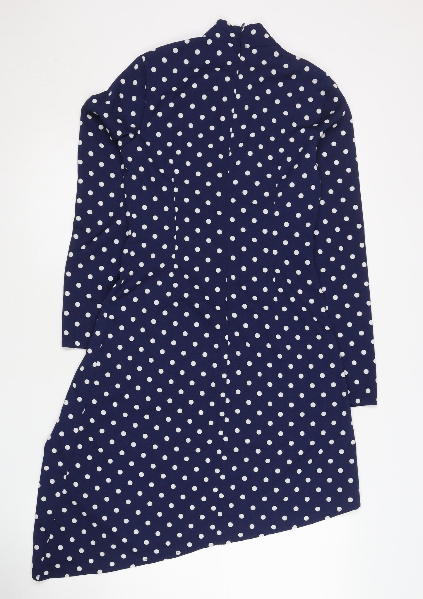 Boohoo Womens Blue Polka Dot Asymmetric Sheath Dress UK 6 Petite