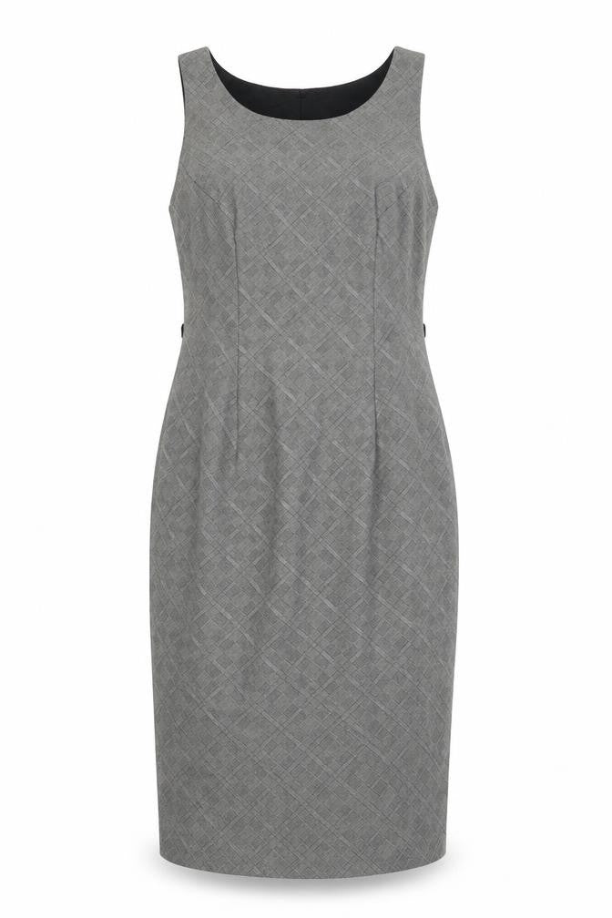 Wallis Women’s Grey Check Sheath Dress Size 10 Sleeveless Workwear
