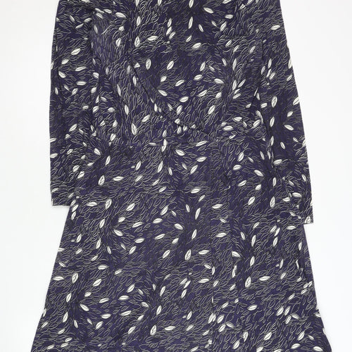 People Tree Women’s Blue Floral A-Line Dress Size 14 Cotton