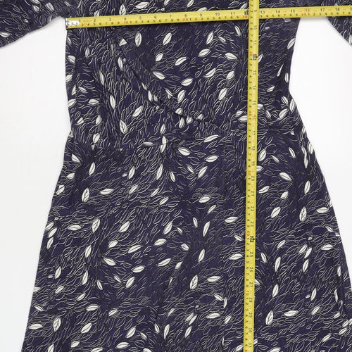 People Tree Women’s Blue Floral A-Line Dress Size 14 Cotton