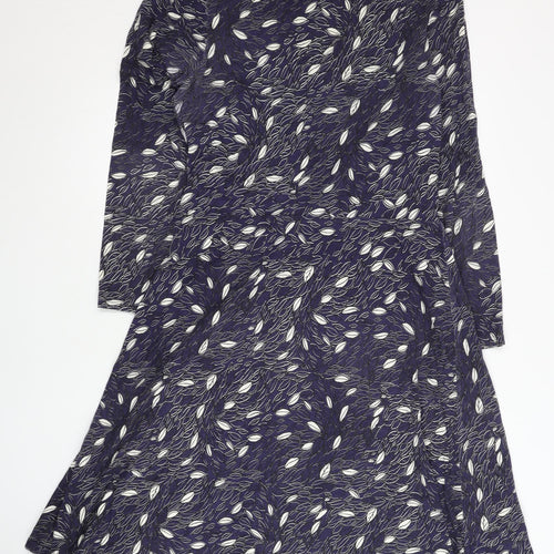 People Tree Women’s Blue Floral A-Line Dress Size 14 Cotton