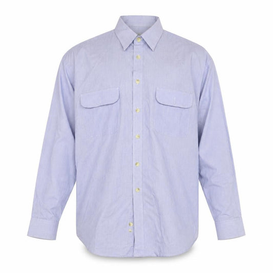 Front view of Target Men's Blue Long Sleeve Button-Up Shirt, size L, 42in Regular Fit