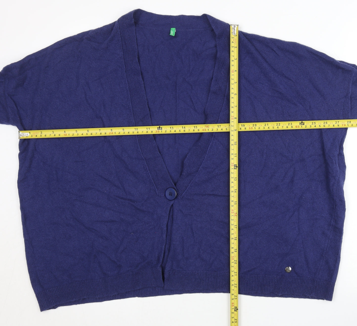 Benetton Women’s Blue Wool Blend V-Neck Cardigan Size S