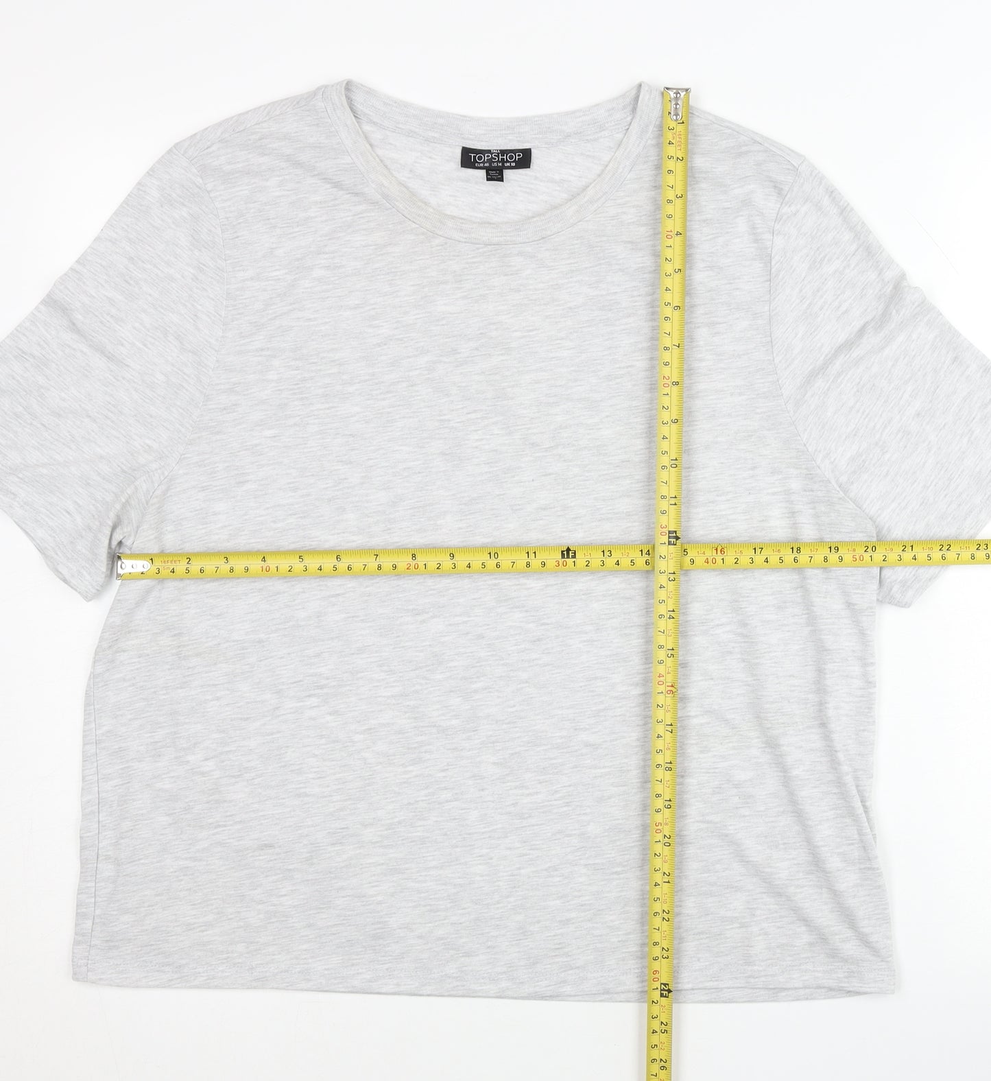 Topshop Women’s Grey Tall Size 18 Basic Short Sleeve T-Shirt