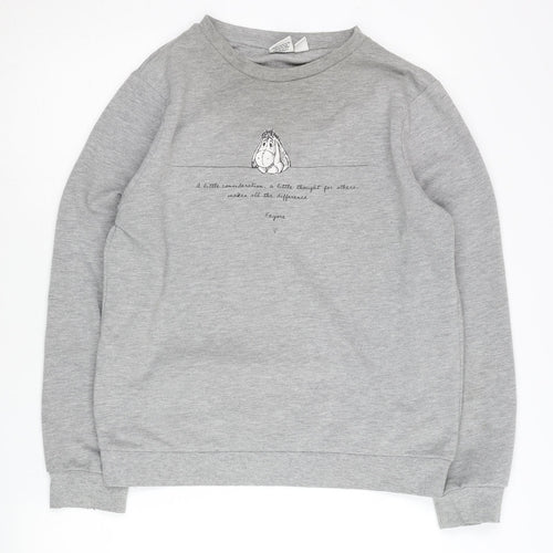 Disney Women’s Grey Eeyore Sweatshirt UK 10/12 Crew Neck Pullover
