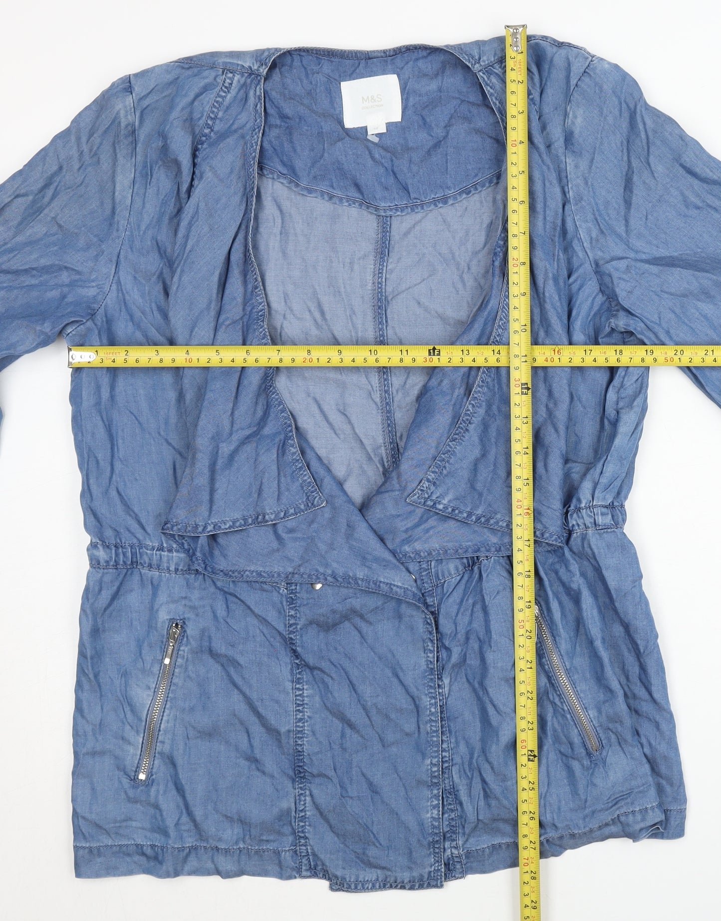Marks and Spencer Women’s Blue Lyocell Tunic Blouse UK 14 Long Sleeve