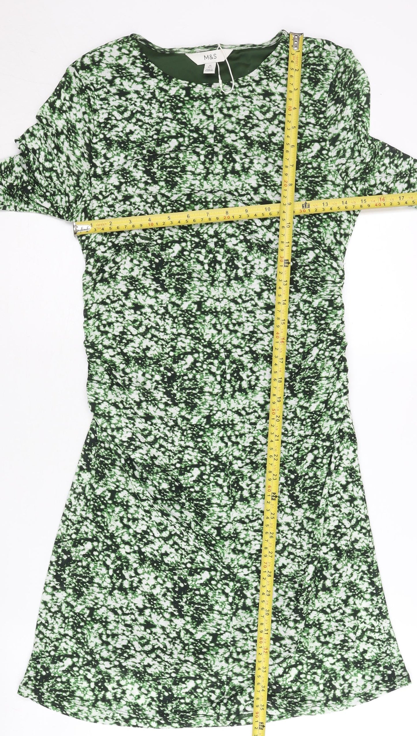 Marks and Spencer Women’s Green Shift Dress Size 10 Knee Length Long Sleeve