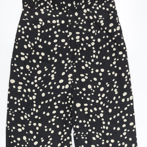 Pretty Lavish Womens Black Polka Dot Sleeveless Wide-Leg Jumpsuit Size 12