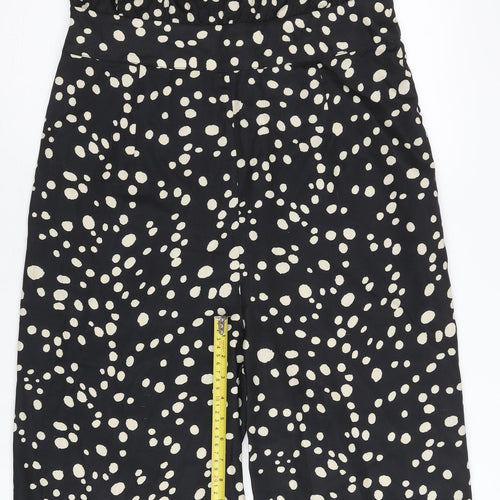 Pretty Lavish Womens Black Polka Dot Sleeveless Wide-Leg Jumpsuit Size 12