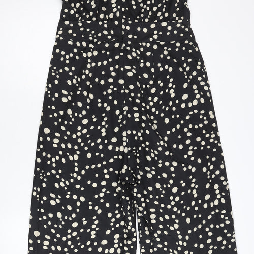 Pretty Lavish Womens Black Polka Dot Sleeveless Wide-Leg Jumpsuit Size 12