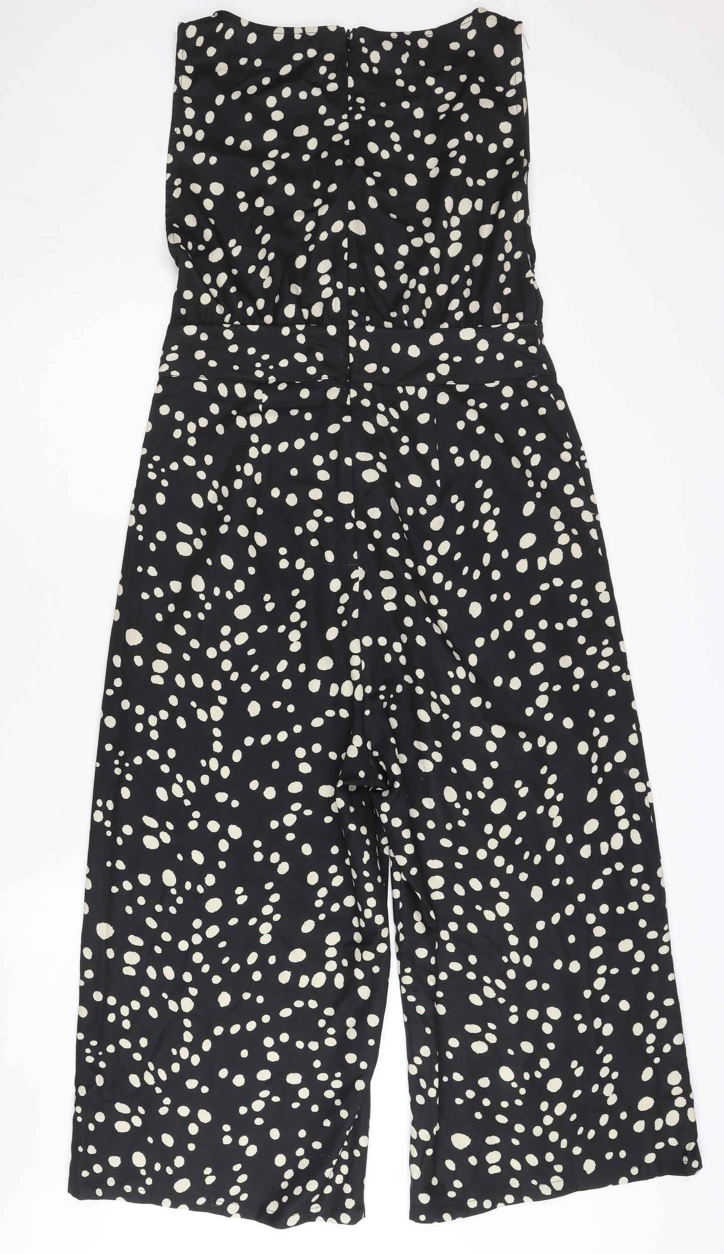 Pretty Lavish Womens Black Polka Dot Sleeveless Wide-Leg Jumpsuit Size 12