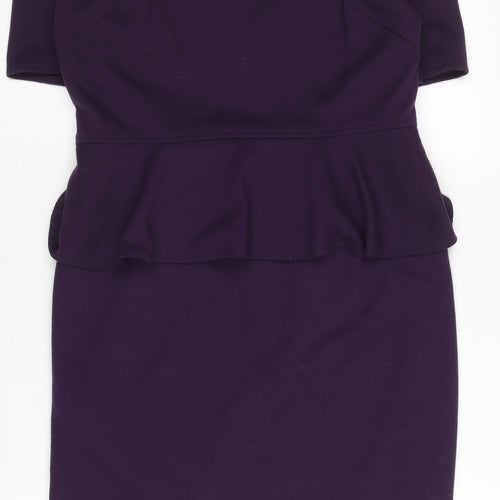 Marks and Spencer Women Purple Sheath Dress Size 12 Peplum Workwear