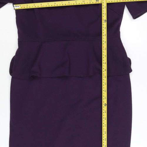 Marks and Spencer Women Purple Sheath Dress Size 12 Peplum Workwear