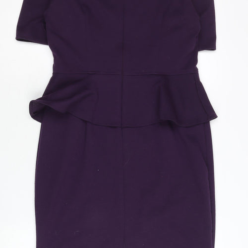 Marks and Spencer Women Purple Sheath Dress Size 12 Peplum Workwear