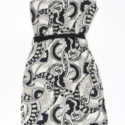 H&M Women’s Black White Geometric Sheath Dress Size 6