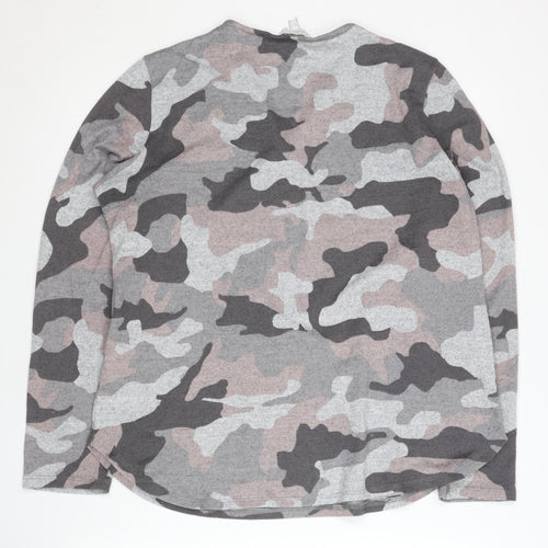 Apricot Women’s Grey Camo Zip Jumper Size 16 V-Neck Long Sleeve